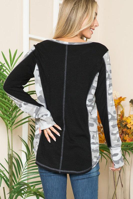 Leopard Print Contrast Thumbhole Knit - Leo’s Look Your Best