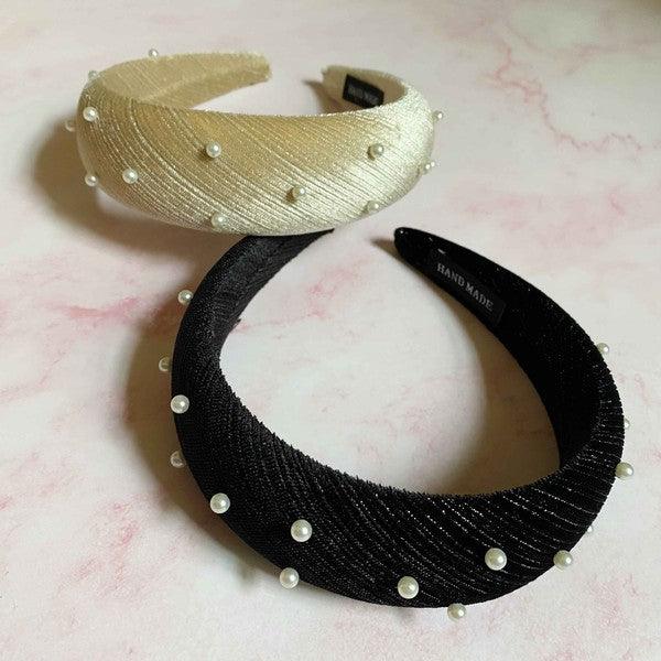 Silky Velvet Pearl Headband - Leo’s Look Your Best