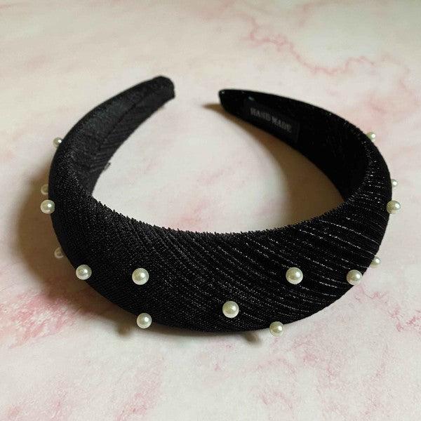 Silky Velvet Pearl Headband - Leo’s Look Your Best