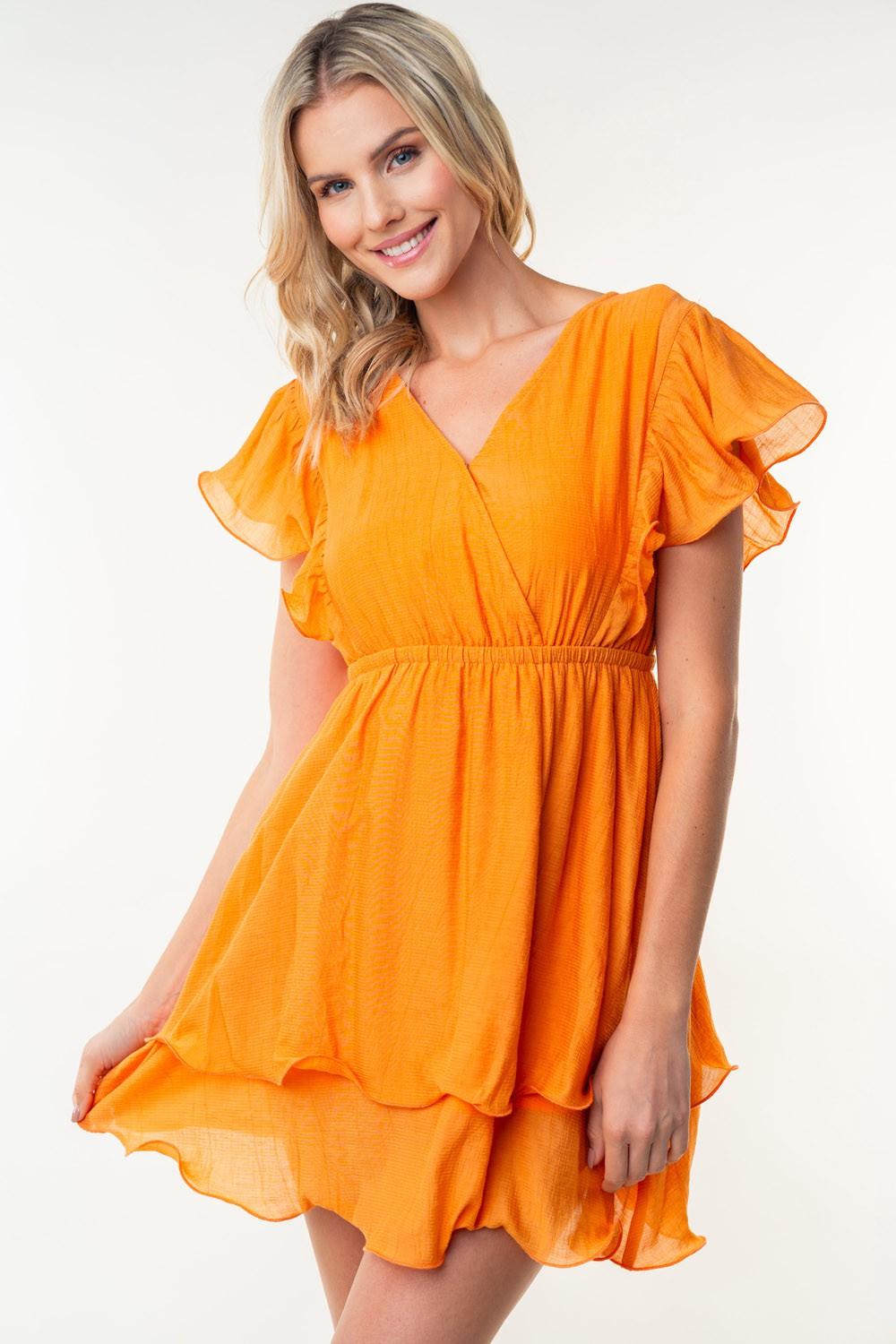 White Birch Full Size Short Sleeve Woven Layered Dress - Leo’s Look Your Best