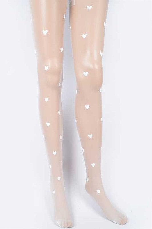 Small Heart Print Fashion Sheer Stocking - Leo’s Look Your Best