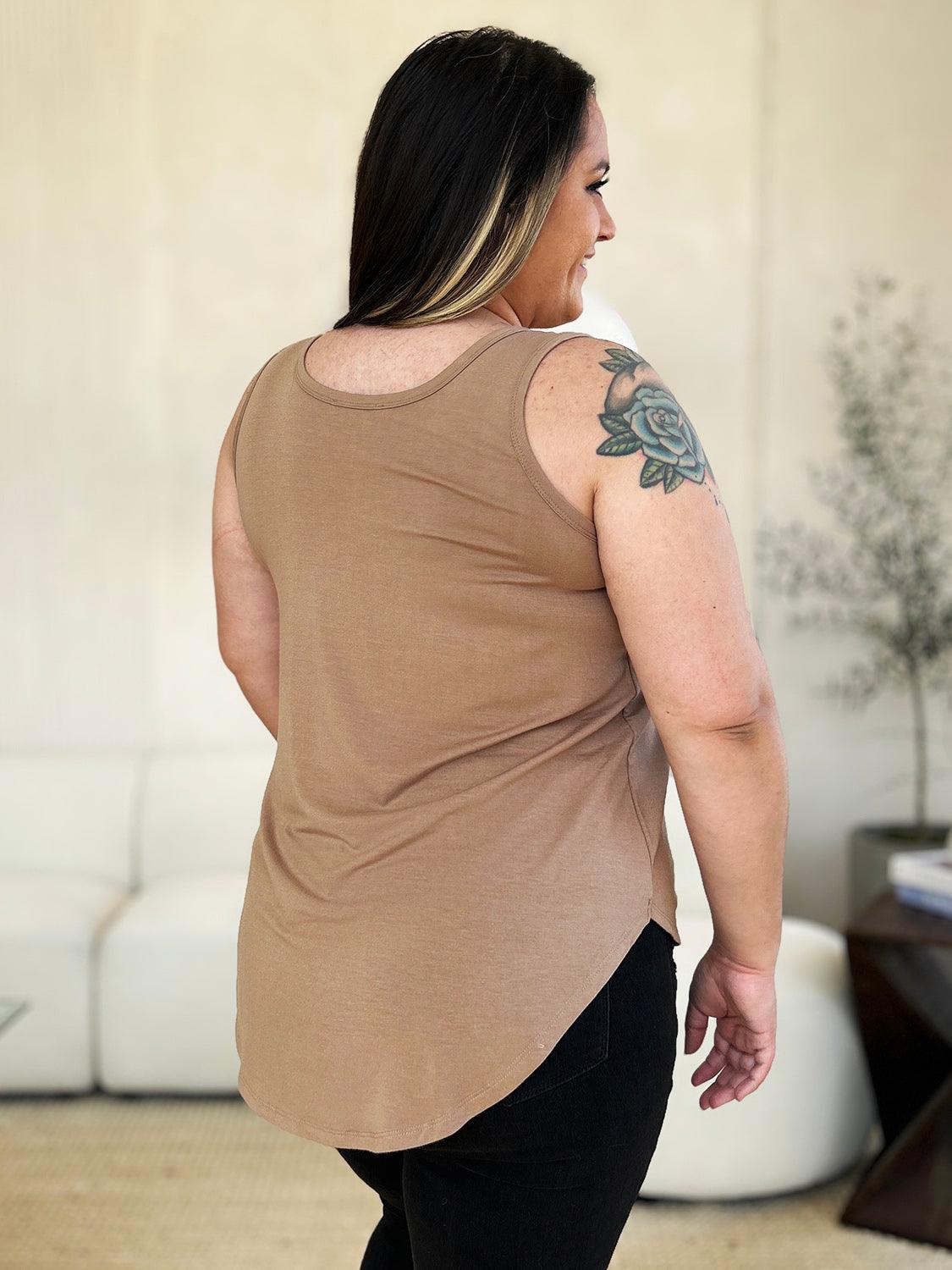 Basic Bae Full Size Round Neck Curved Hem Tank - Leo’s Look Your Best