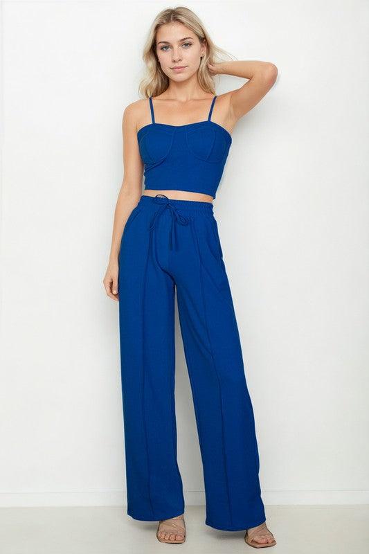 Bustier Cami Top & Slant Straight Pants - Leo’s Look Your Best