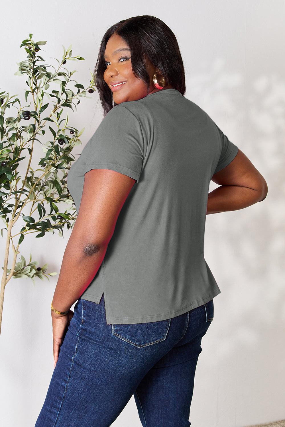 Basic Bae Full Size Round Neck Short Sleeve T-Shirt - Leo’s Look Your Best