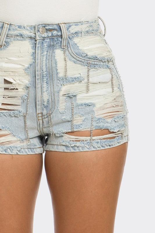 Rebel Spirit Distressed Denim Shorts - Leo’s Look Your Best