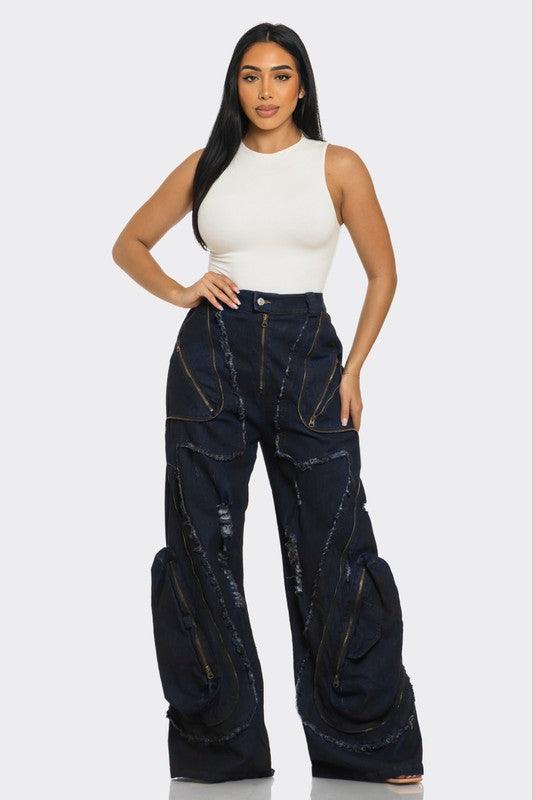Urban Nomad Distressed Cargo Jeans - Leo’s Look Your Best