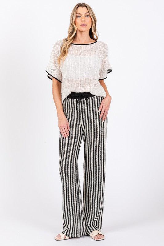 See-Through Stripe Knit Pants - Leo’s Look Your Best