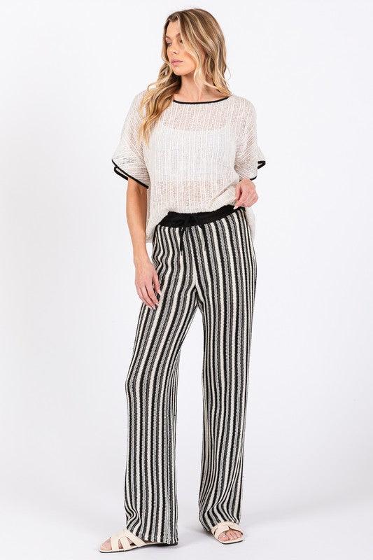 See-Through Stripe Knit Pants - Leo’s Look Your Best