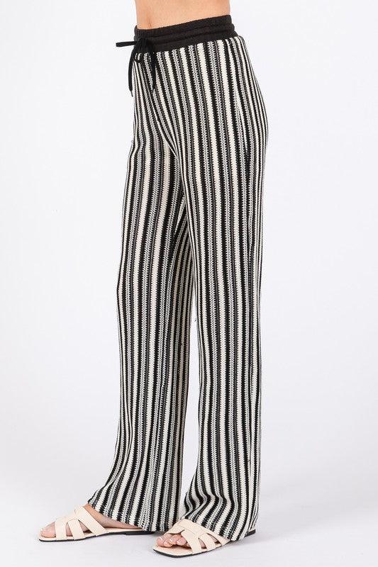 See-Through Stripe Knit Pants - Leo’s Look Your Best