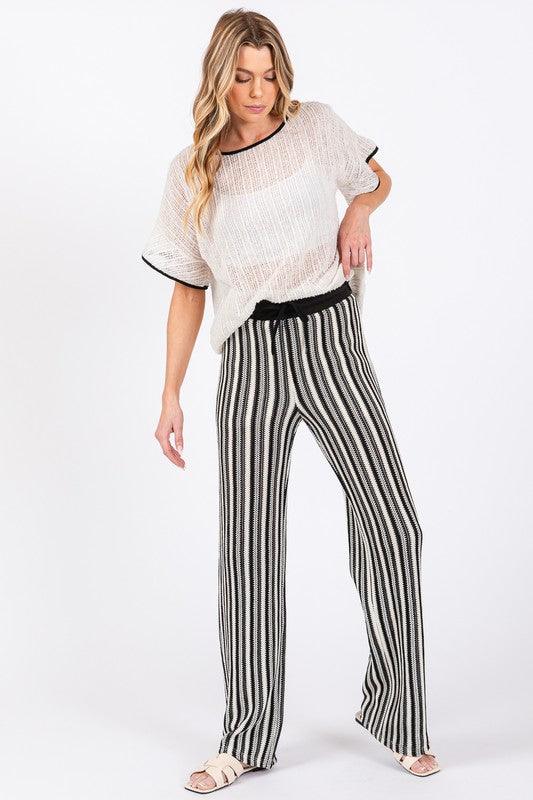 See-Through Stripe Knit Pants - Leo’s Look Your Best