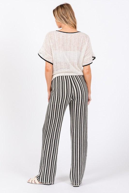 See-Through Stripe Knit Pants - Leo’s Look Your Best