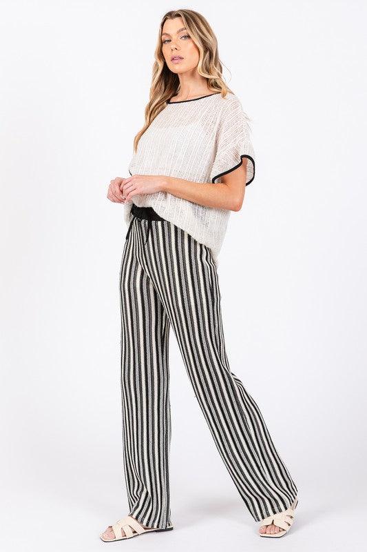 See-Through Stripe Knit Pants - Leo’s Look Your Best