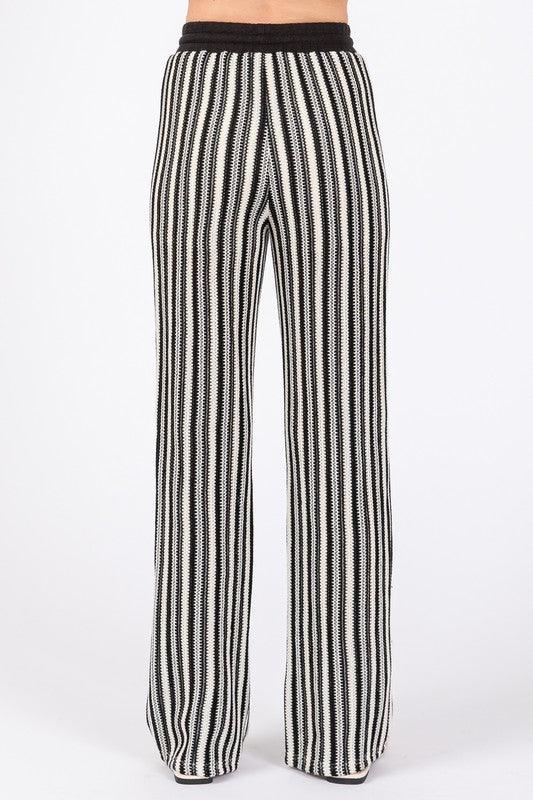 See-Through Stripe Knit Pants - Leo’s Look Your Best