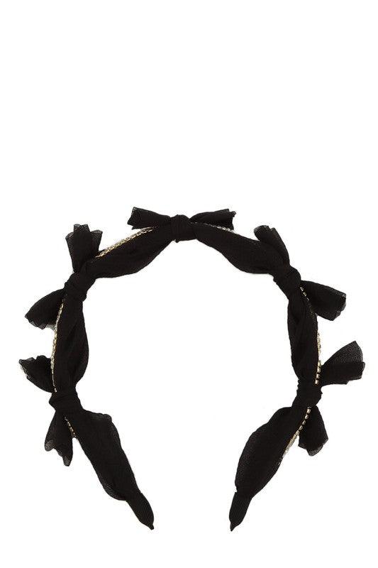 Rhinestone and Pearl with Ribbon Shape Headband - Leo’s Look Your Best