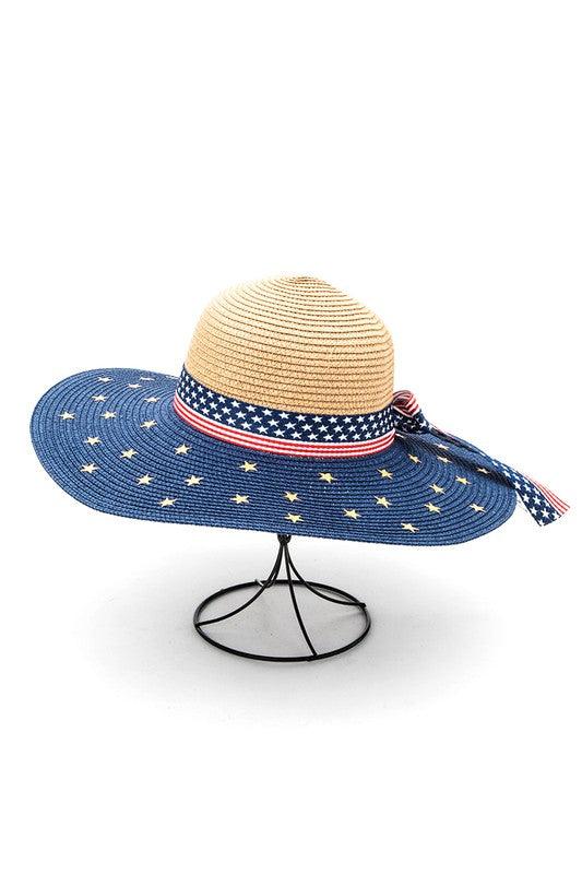 American Flag Printed Straw Floppy Hat - Leo’s Look Your Best