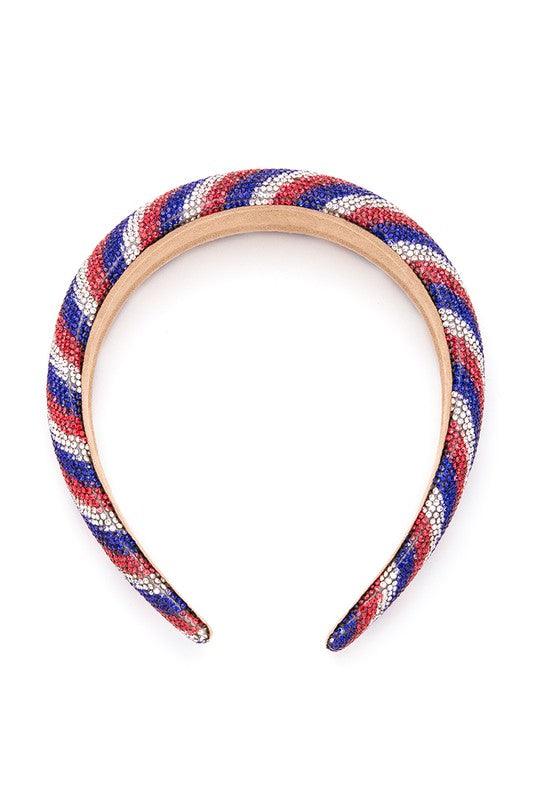 Red White Blue Rhinestone Patriot Headband - Leo’s Look Your Best