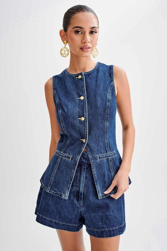 WOMEN FASHION DENIM TWO PIECE SET - Leo’s Look Your Best