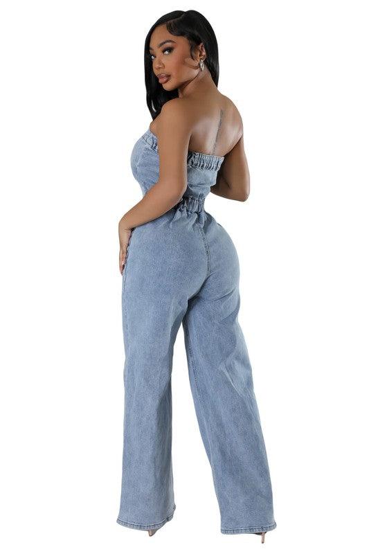 WOMEN FASHION DENIM JUMPSUIT - Leo’s Look Your Best
