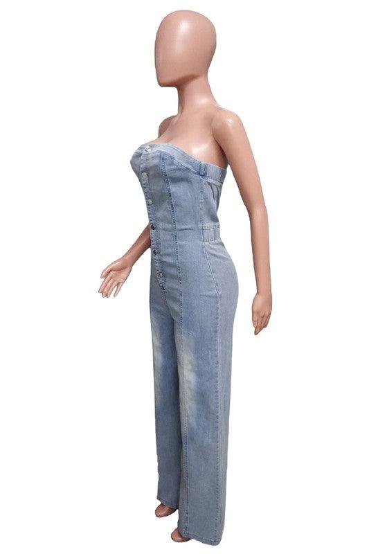 WOMEN FASHION DENIM JUMPSUIT - Leo’s Look Your Best