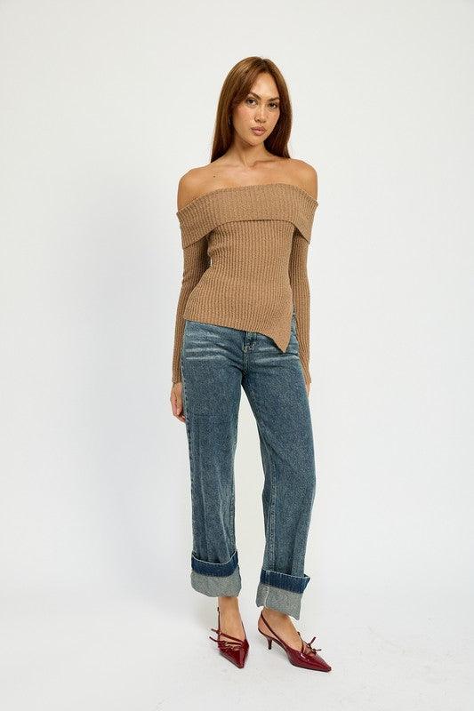 Washed Denim Pants With Fold Over Detail - Leo’s Look Your Best