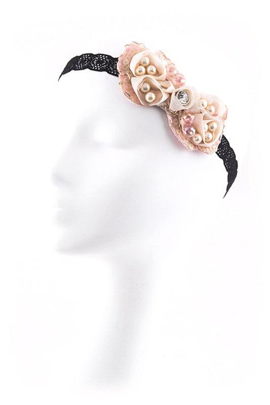 Chiffon Bow Embellished Stretch Lace Headband - Leo’s Look Your Best