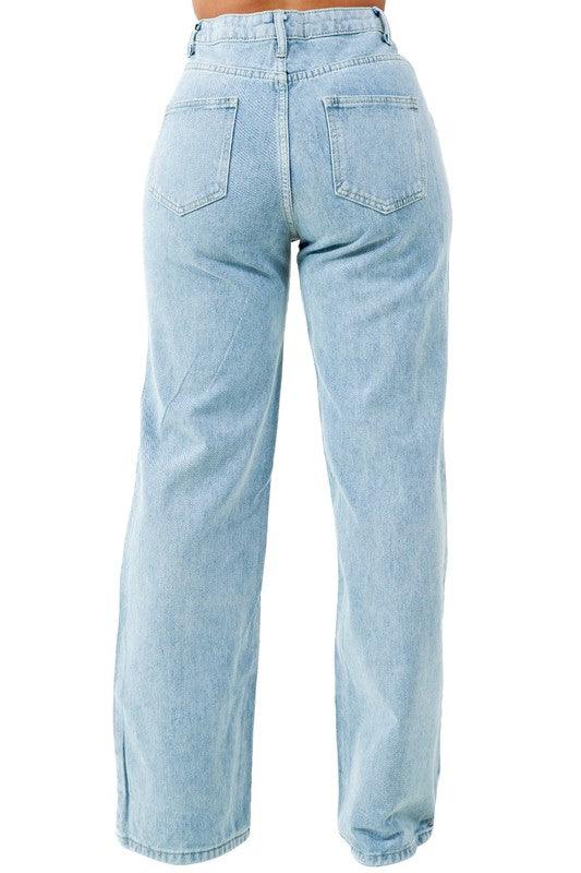 Graffiti Print Wide Leg Jeans - Leo’s Look Your Best