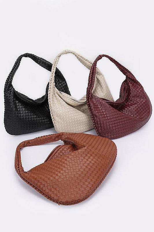 Weaved Faux Leather Soft Shoulder Bag - Leo’s Look Your Best