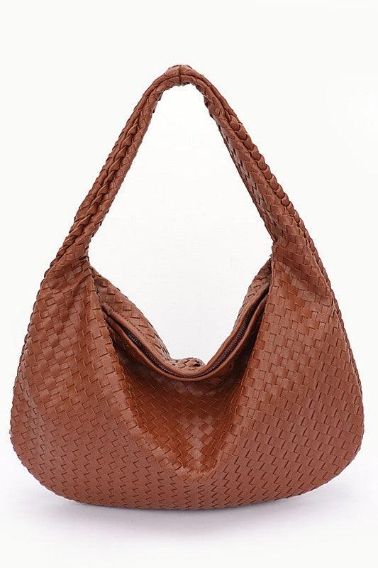 Weaved Faux Leather Soft Shoulder Bag - Leo’s Look Your Best