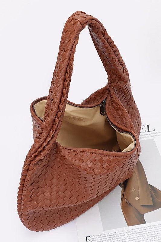 Weaved Faux Leather Soft Shoulder Bag - Leo’s Look Your Best