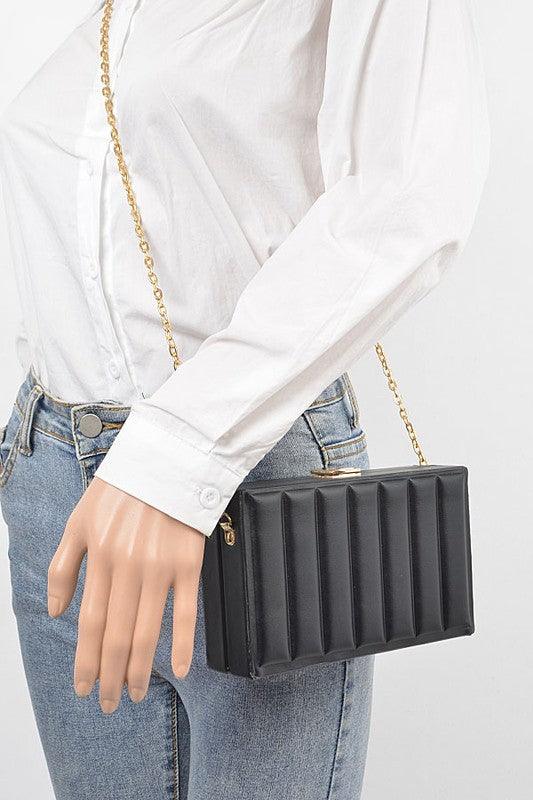 Embossed Box Top Handle Clutch Bag - Leo’s Look Your Best
