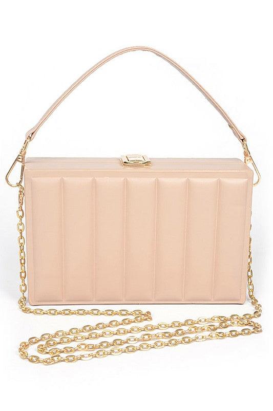 Embossed Box Top Handle Clutch Bag - Leo’s Look Your Best