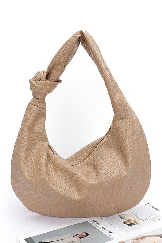 Knotted Handle Embossed Faux Leather Shoulder Bag - Leo’s Look Your Best