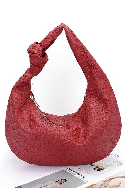 Knotted Handle Embossed Faux Leather Shoulder Bag - Leo’s Look Your Best