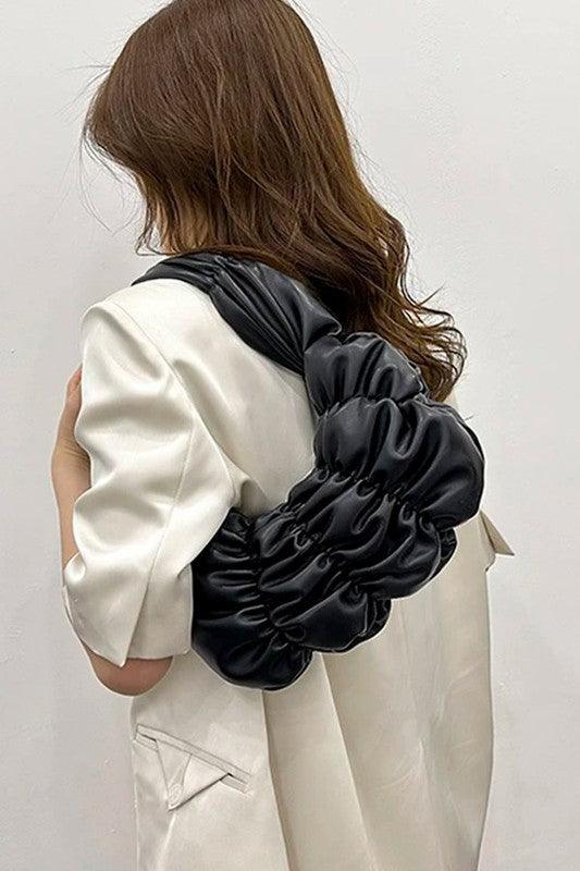 Crinkle Faux Leather Shoulder Bag - Leo’s Look Your Best