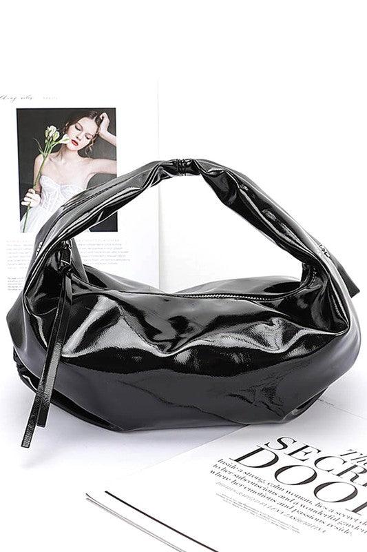 Patent Finish Faux Leather Top Handle Swing Bag - Leo’s Look Your Best