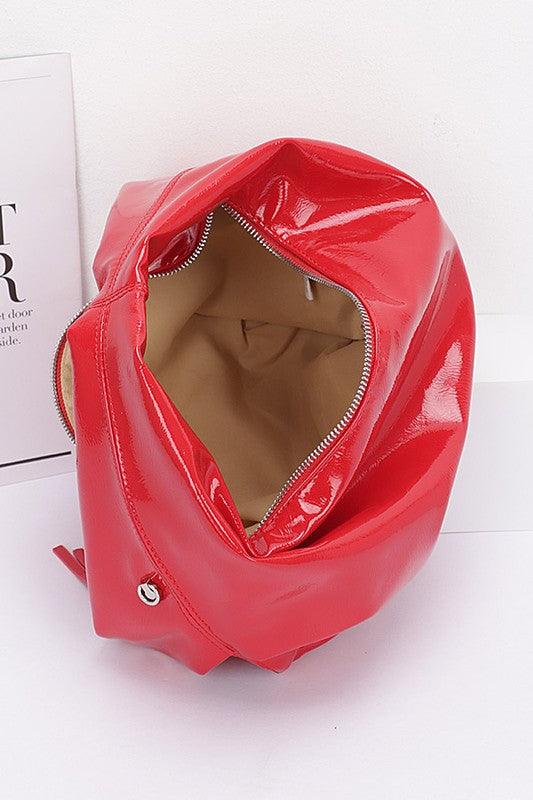 Patent Finish Faux Leather Top Handle Swing Bag - Leo’s Look Your Best