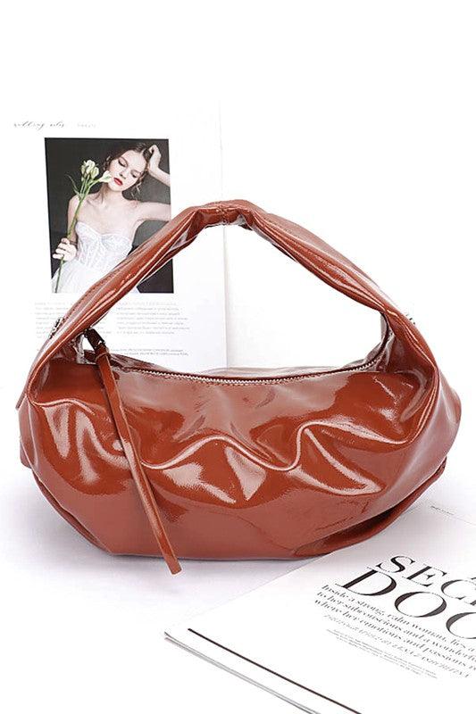 Patent Finish Faux Leather Top Handle Swing Bag - Leo’s Look Your Best