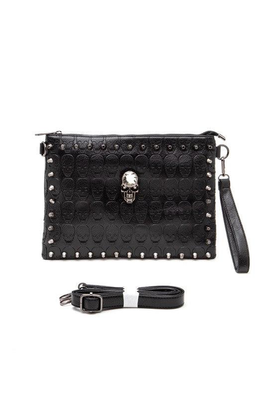 Skull Studs Convertible Crossbody Clutch Swing Bag - Leo’s Look Your Best