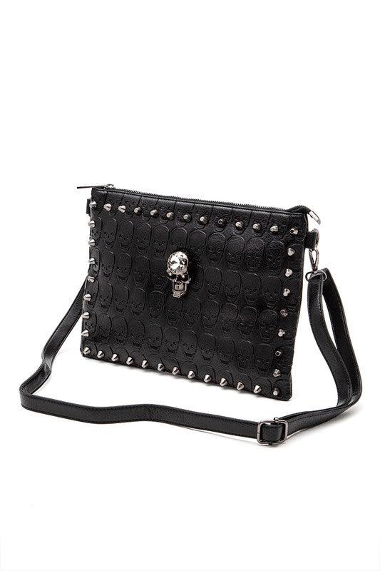 Skull Studs Convertible Crossbody Clutch Swing Bag - Leo’s Look Your Best