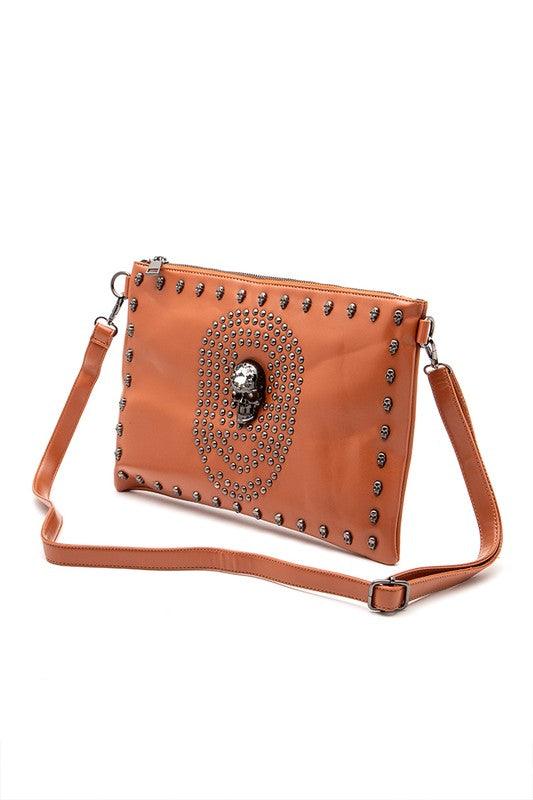 Skull Mix Studs Biker Crossbody Clutch Swing Bag - Leo’s Look Your Best