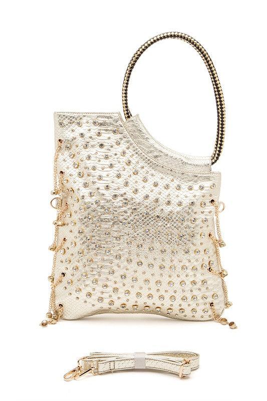 Crystal Embellished Convertible Top Handle Bag - Leo’s Look Your Best