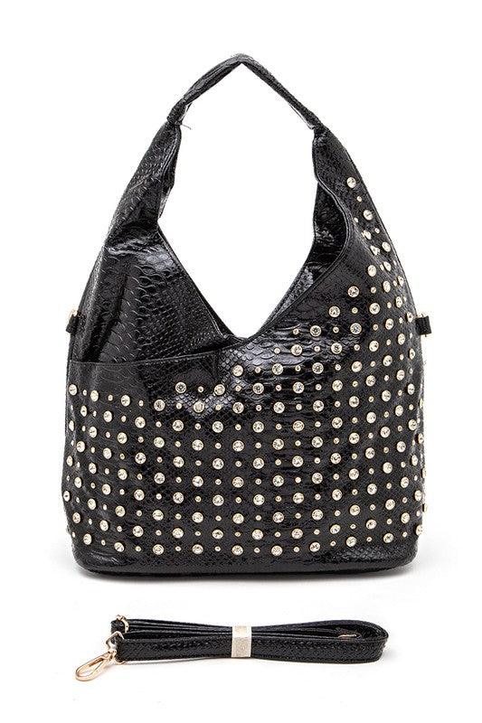Crystal Studs Embellished Top Handle Shoulder Bag - Leo’s Look Your Best