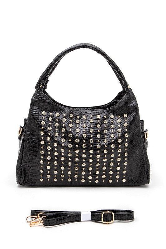 Metallic Snake Crystal Studded Shoulder Bag - Leo’s Look Your Best