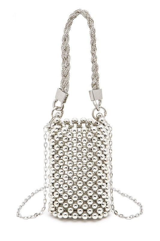 Braided Shiny Beads Top Handle Swing Clutch Bag - Leo’s Look Your Best