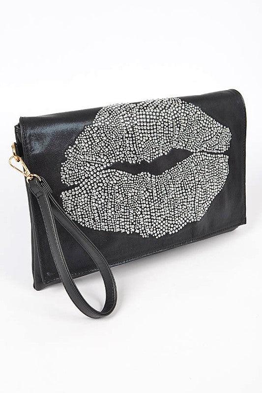 Oversize Rhinestone Lips Convertible Clutch - Leo’s Look Your Best