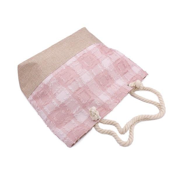 PLAID FRAYED TWEED BEACH TOTE BAG - Leo’s Look Your Best