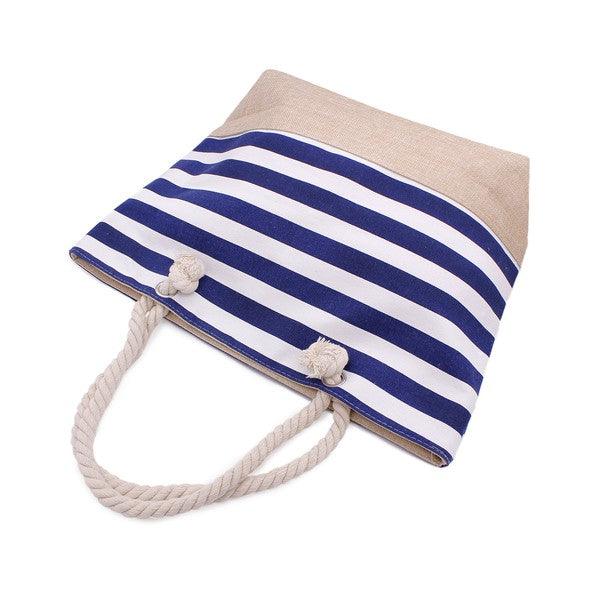 NAUTICAL STRIPED BEACH TOTE BAG - Leo’s Look Your Best