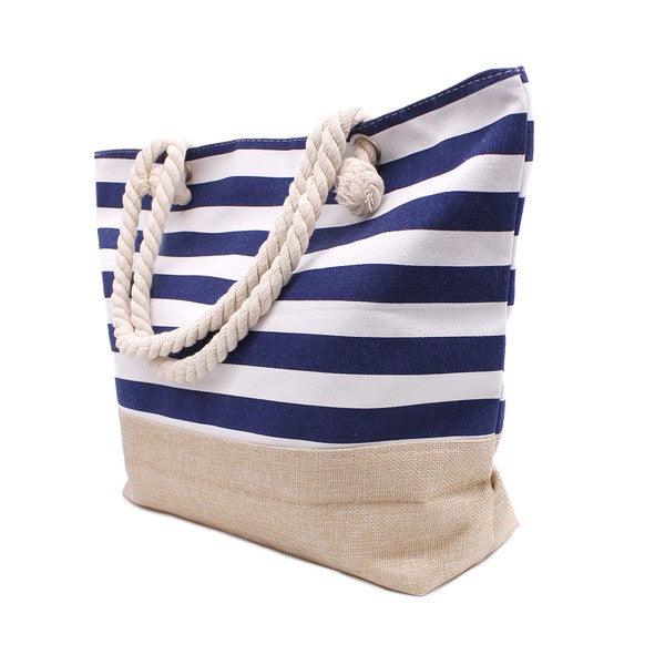 NAUTICAL STRIPED BEACH TOTE BAG - Leo’s Look Your Best