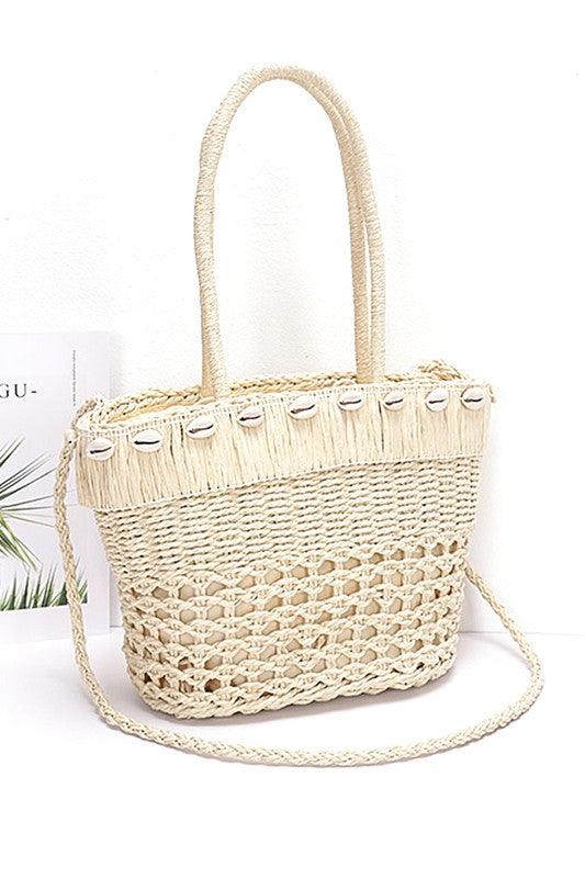Sea Shell Iconic Faux Straw Tote Basket - Leo’s Look Your Best