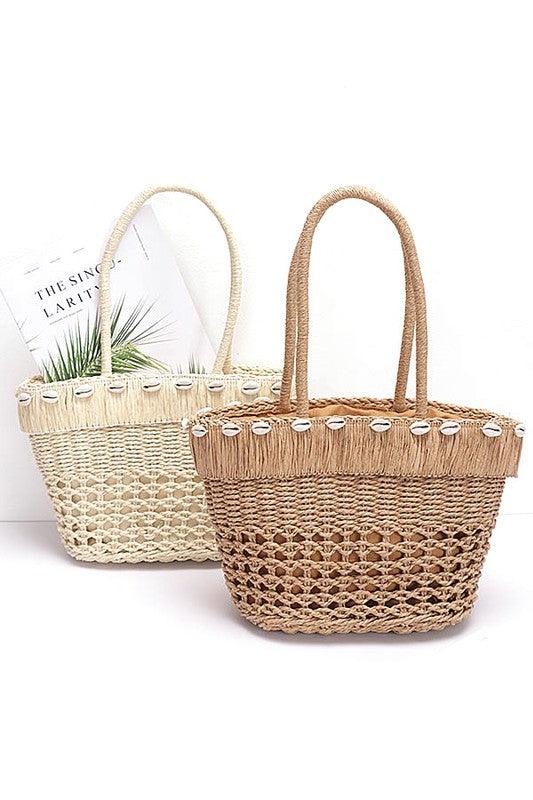 Sea Shell Iconic Faux Straw Tote Basket - Leo’s Look Your Best